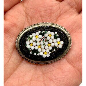 Vintage Micro Mosaic Flower Pattern Pin Brooch